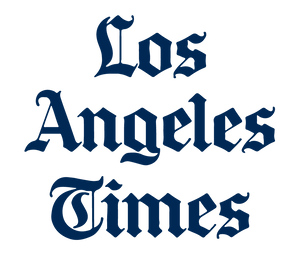 Los Angeles Times logo in blue text on a white background